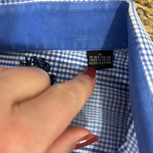 English Laundry Cotton Blend Blue Plaid Button Down Shirt Size M - Picture 8 of 14